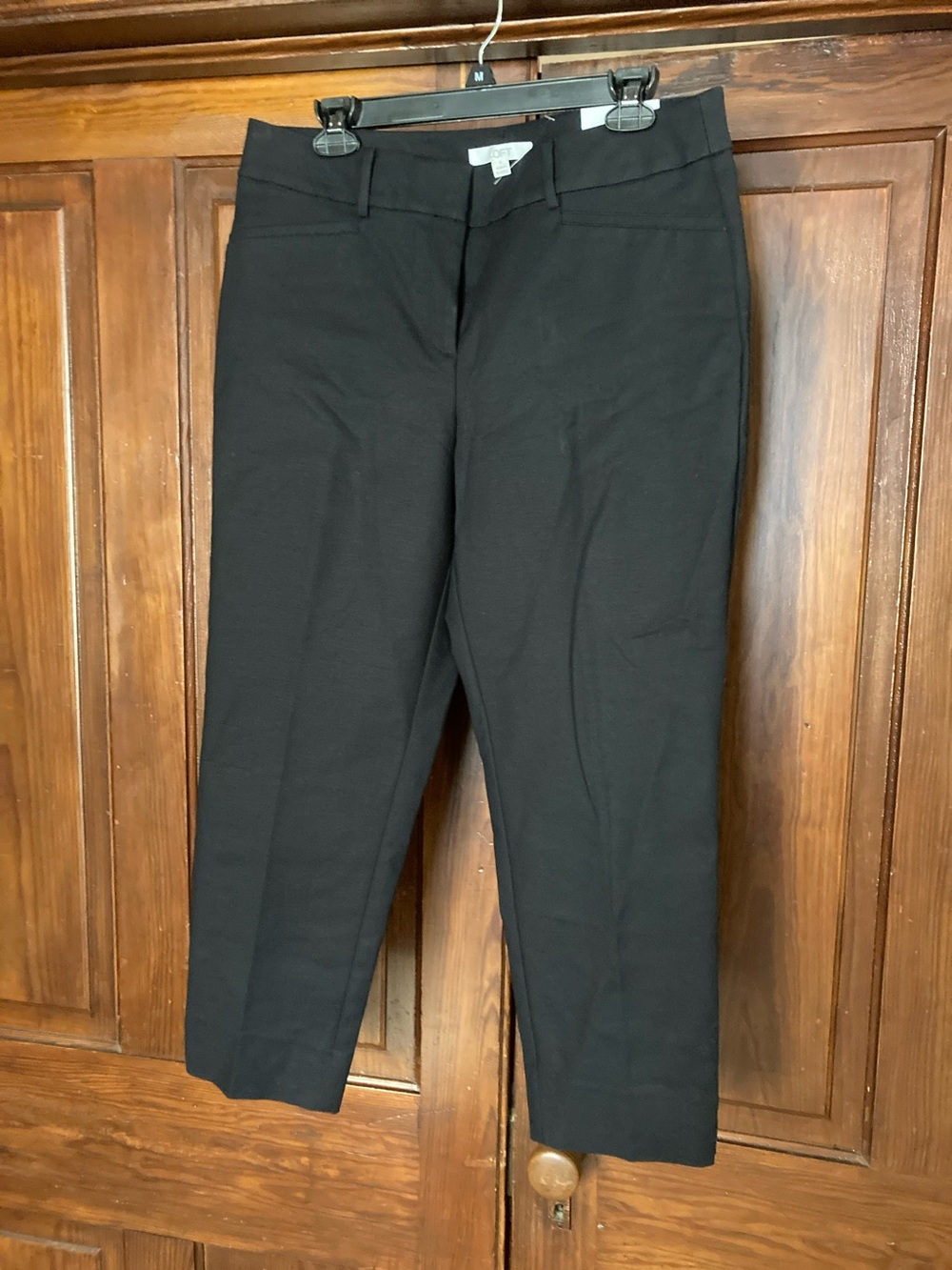 LOFT Black Women's Riviera Ankle Pleated Trouser Pants 10 Curvy